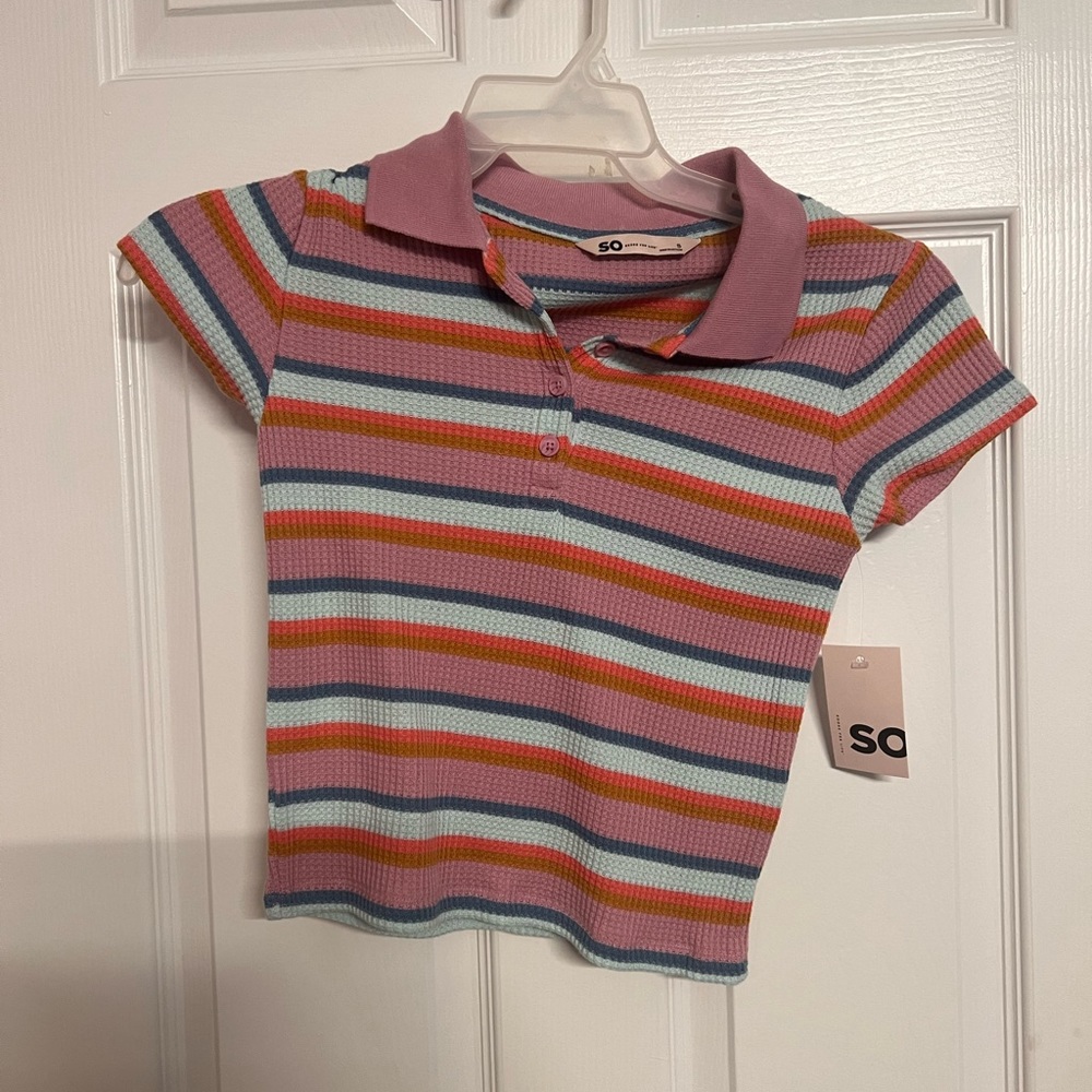SO rainbow shirt crop top